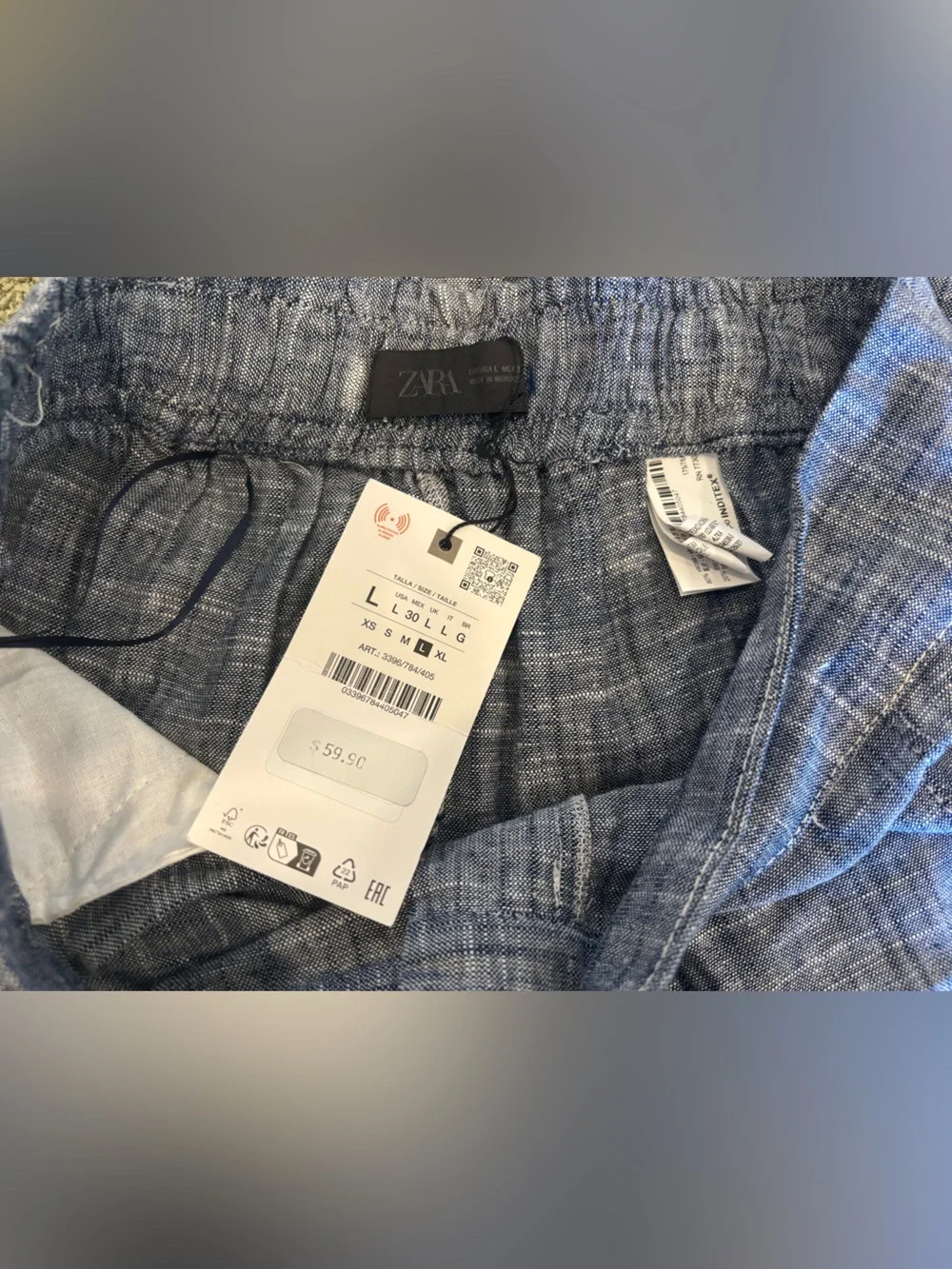 NWT Zara Wide-Leg Linen-Blend breezy high waist Pants Trousers Beach Preppy